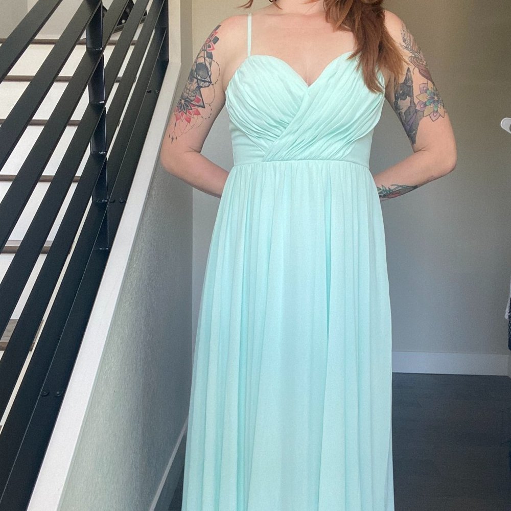 Seafoam/Teal/Turquoise Maxi Bridesmaid dress
